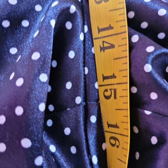 Forever 21 Pants 3X Black White Polka Dot Satin Elastic Waist Glam Flare Skater - Picture 5 of 9